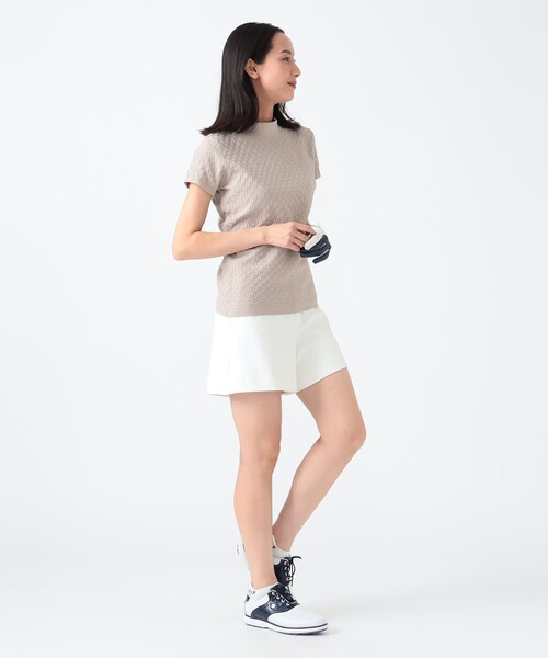 「BEAMS GOLF」 半袖ニット MEDIUM ネイビー レディースの画像
