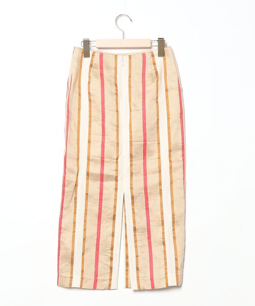 「Demi-Luxe BEAMS」 ストライプ柄タイトスカート 34 ベージュ レディース_画像2