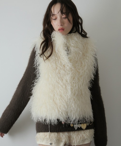 ULYSSES ダウンベスト ベスト プードルフェイクファーベスト