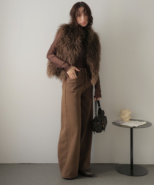 ULYSSES ダウンベスト ベスト プードルフェイクファーベスト