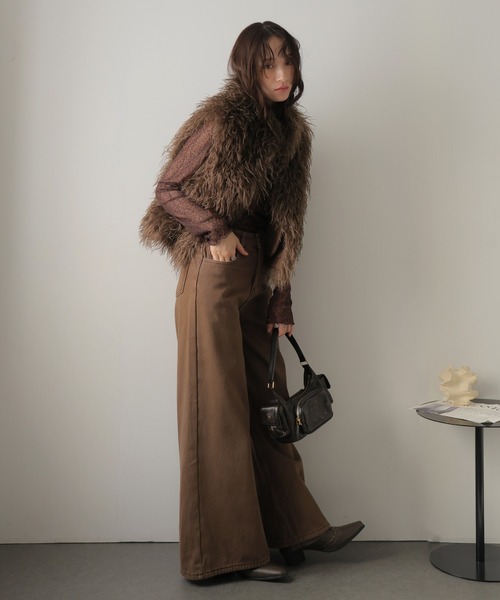 ULYSSES ダウンベスト ベスト プードルフェイクファーベスト