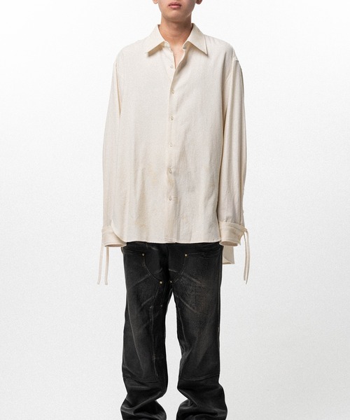 KAMIYA シャツ Ash Fade Drawstring Cuff Shirt メンズ : ZOZOTOWN