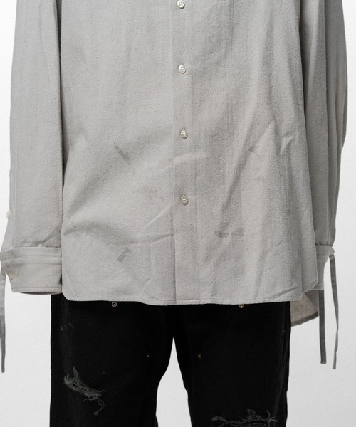 KAMIYA シャツ Ash Fade Drawstring Cuff Shirt メンズ : ZOZOTOWN
