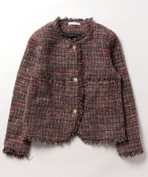 「BANICO」 ノーカラージャケット SMALL レッド レディース_画像4