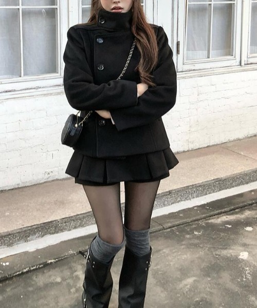 ショートコート黒いは様 コート アウター ショートコート レディース : ZOZOTOWN Yahoo!店