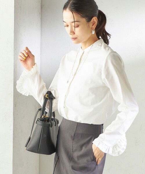 SHIPS（シップス） ブラウス シャツ 「洗濯機可能」フリル カフス