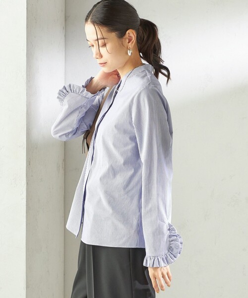 SHIPS（シップス） ブラウス シャツ 「洗濯機可能」フリル カフス