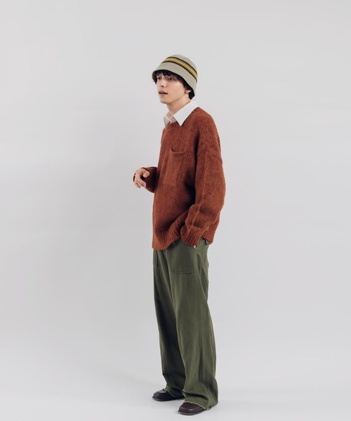 「MUHET」 長袖ニット MEDIUM カーキ レディース_画像3