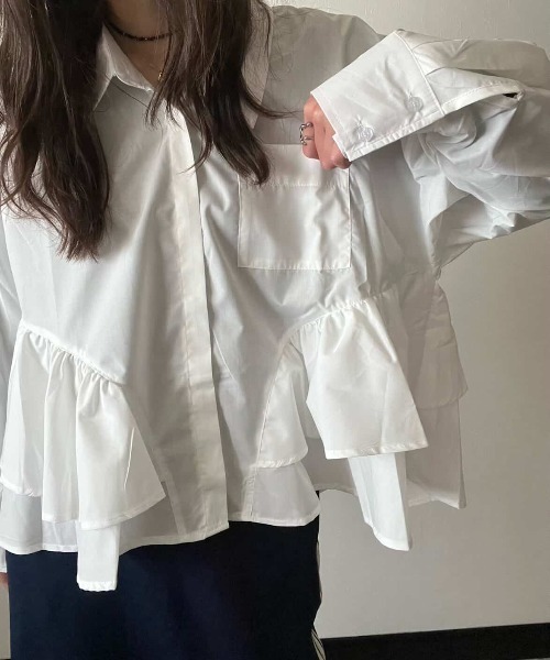 deux amour tシャツ 後ろ切り替えフリルブラウス レディース