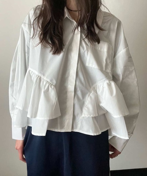 deux amour tシャツ 後ろ切り替えフリルブラウス レディース