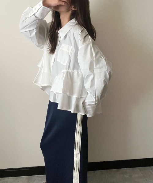 deux amour tシャツ 後ろ切り替えフリルブラウス レディース 