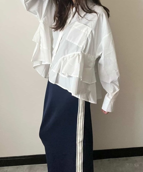 deux amour tシャツ 後ろ切り替えフリルブラウス レディース 