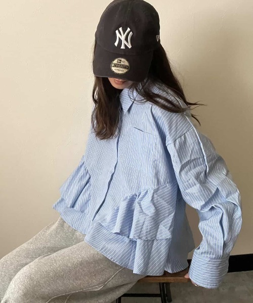 deux amour tシャツ 後ろ切り替えフリルブラウス レディース 