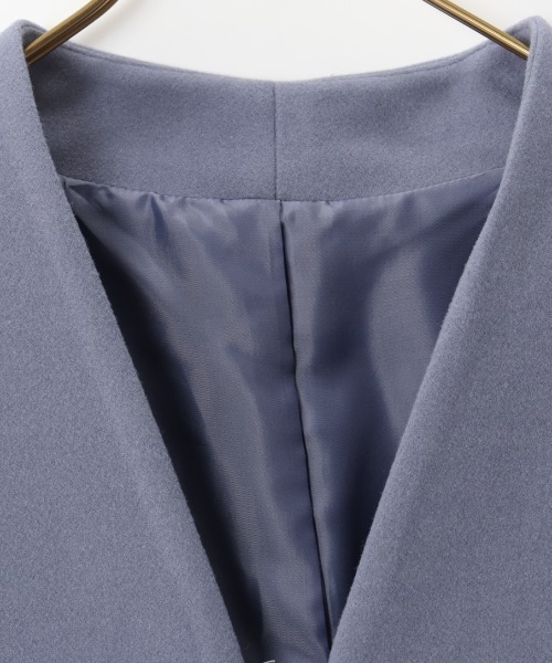 「JEANS FACTORY Clothes」 ノーカラージャケット F グレイッシュベージュ レディース_画像5