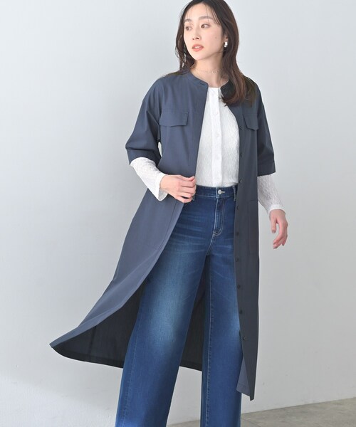 ワンピース 「洗える/前開きボタン」シャンブレーシャツワンピースの画像