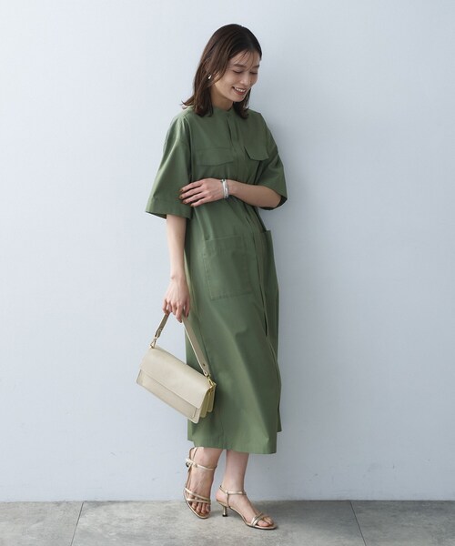 ワンピース 「洗える/前開きボタン」シャンブレーシャツワンピースの画像