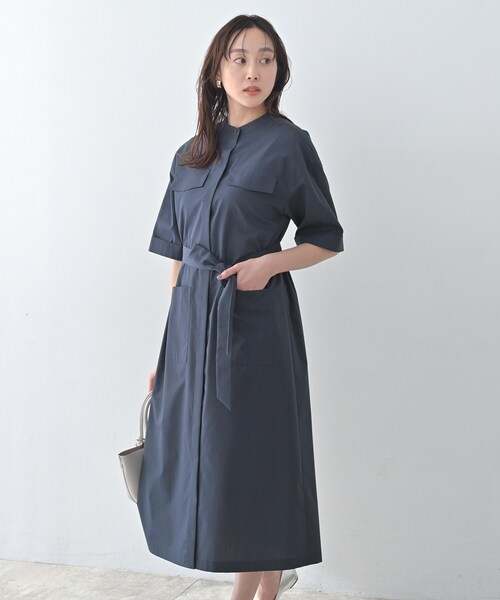 ワンピース 「洗える/前開きボタン」シャンブレーシャツワンピースの画像