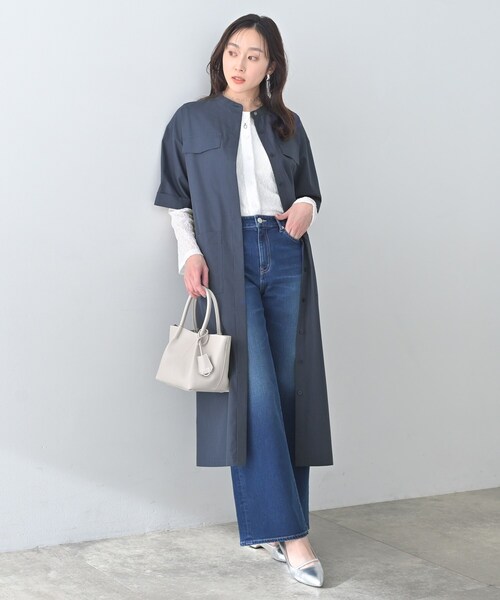 ワンピース 「洗える/前開きボタン」シャンブレーシャツワンピースの画像