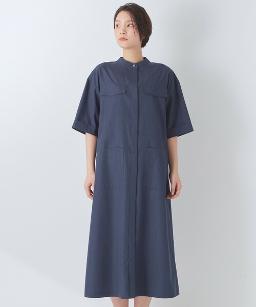 ワンピース 「洗える/前開きボタン」シャンブレーシャツワンピースの画像