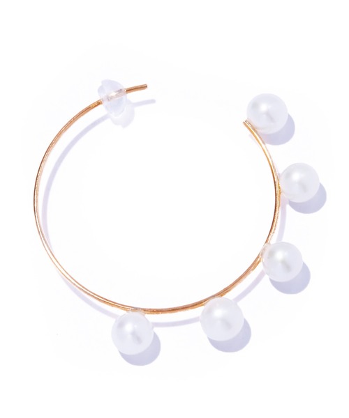 ピアス 「les bon bon」flotter pearl hoop pierce S/フロテ パール フープ ピアス S 片耳 BOB912の画像