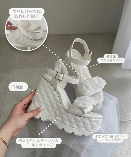サンダル 2wayキルティング厚底スポサン レディースの画像