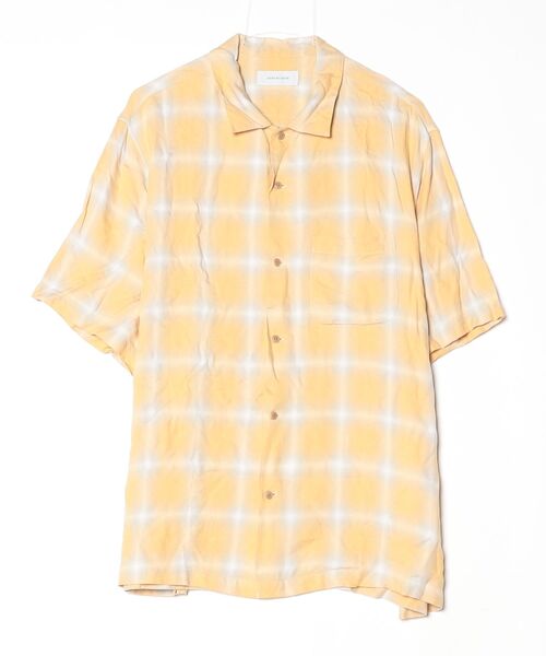Adam et Rope'半袖シャツ ADAM ET ROPE'（アダムエロペ） チェック柄半袖シャツ L イエロー