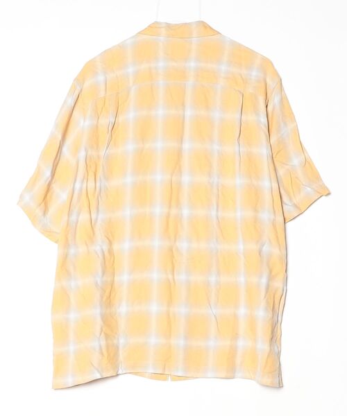 ADAM ET ROPE'（アダムエロペ） チェック柄半袖シャツ L イエロー