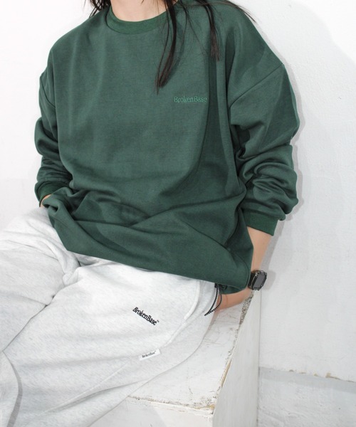 「BROKEN BASE」 長袖Tシャツ MEDIUM ネイビー メンズ_画像4