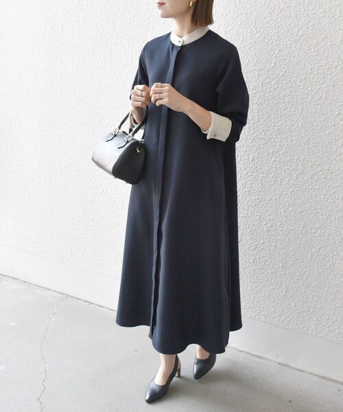 「SHIPS any」 「NavyBlue」長袖ワンピース ONE SIZE ネイビー レディースの画像