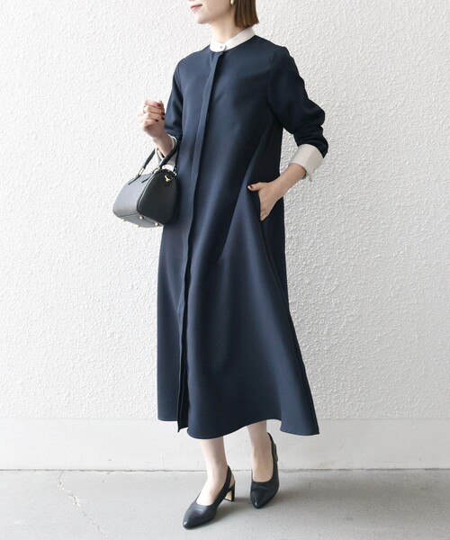 「SHIPS any」 「NavyBlue」長袖ワンピース ONE SIZE ネイビー レディースの画像