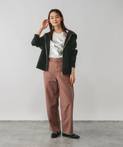 「GLOBAL WORK」 ジップアップパーカー MEDIUM グレー レディース_画像9