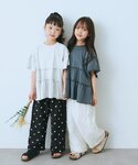 ワイドパンツ パンツ 「KIDS」フラワー刺繍...の詳細画像1