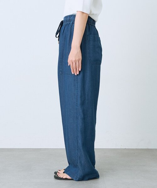 ワイドパンツ パンツ 予約「手洗い可/SETUP対応/一部WEB限定」ドレーピーデニムワイドパンツ レディースの画像