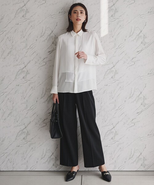 「ICB」 長袖ブラウス LARGE ホワイト レディース_画像2
