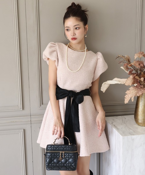☆新品未開封☆ NICE CLAUP 半袖ミニワンピース Seemi.by NICE CLAUP ワンピース 半袖 「Seemi.」リボンミニワンピース