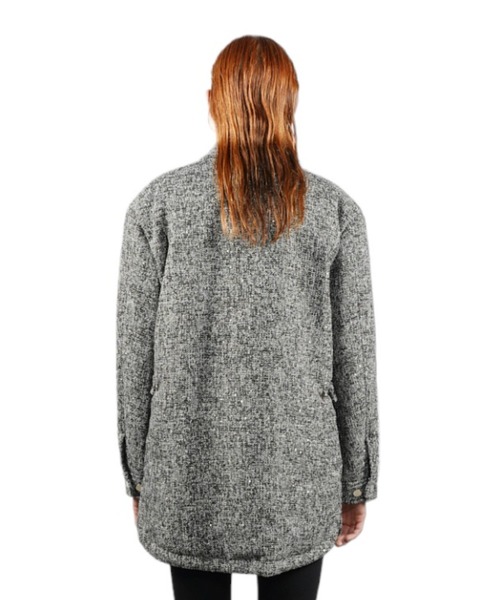 ダウンジャケット ダウン メランジメタリックツイードダウンシャツ  