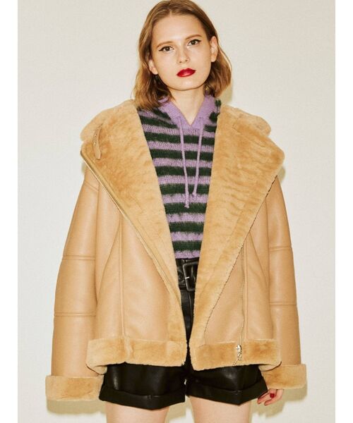 ジュエティ　ムートン　ライダースジャケット jouetie エコムートンライダース（ブラック） -ファッション通販