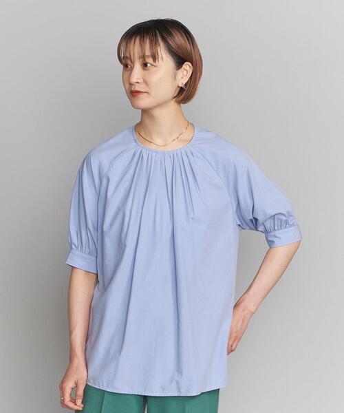 シャツ ブラウス コットンセルロース 5分袖 ギャザー ブラウス -ウォッシャブル-12,650円