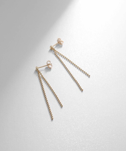 COCOSHNIK（ココシュニック） ピアス K10ボールチェーンフリンジ