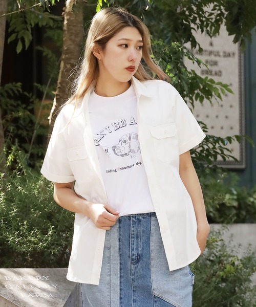 ROOP TOKYO シャツ 「UNITED ATHLE」T/C S/S ワーク シャツ メンズ