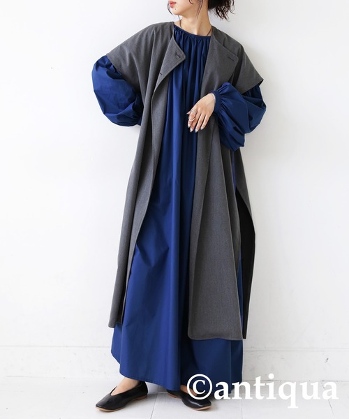 【新品タグ付き】PERNA ボリュームスリーブワンピース　黒　Ｌ antiqua ワンピース 前後2wayボリュームスリーブワンピース : ZOZOTOWN