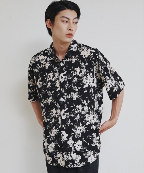 Magine シャツ 「SELECT」IR:モノトーン総柄半袖シャツ メンズ