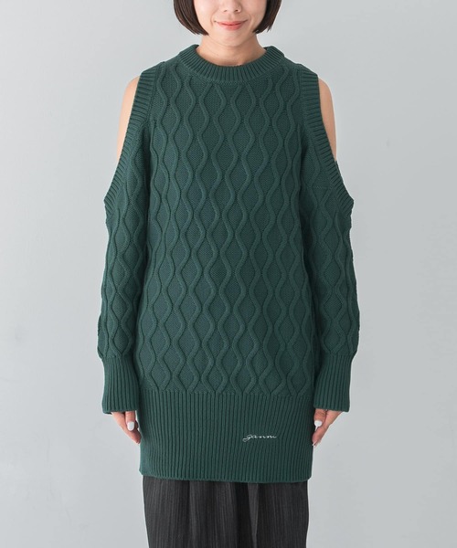 ニット セーター GANNI　Cable Open Shoulder Knit レディース GANNI ニット セーター GANNI Cable Open Shoulder Knit