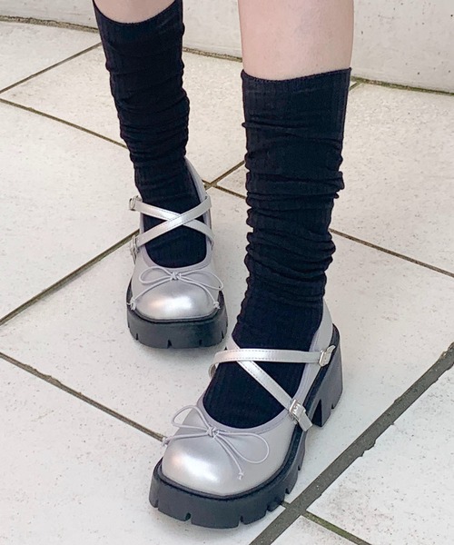 パンプス リボンデザイン 厚底 ヒールパンプス / サンダル : ZOZOTOWN