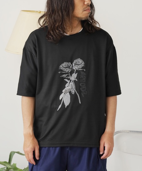 ROOP TOKYO tシャツ 薔薇モチーフ S/SプリントTシャツ メンズ