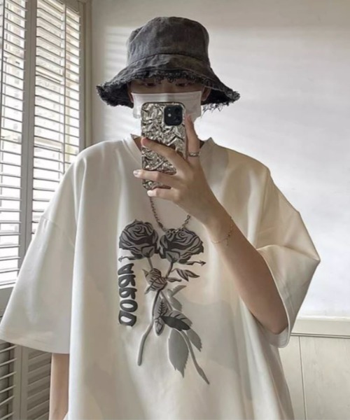 ROOP TOKYO tシャツ 薔薇モチーフ S/SプリントTシャツ メンズ