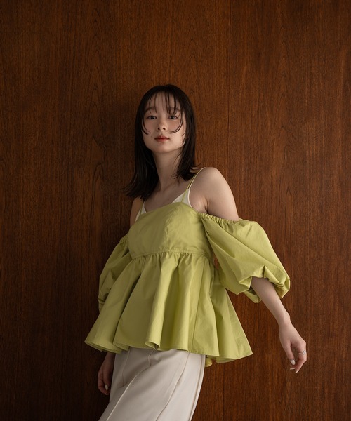 mideal ブラウス シャツ volume off shoulder blouse