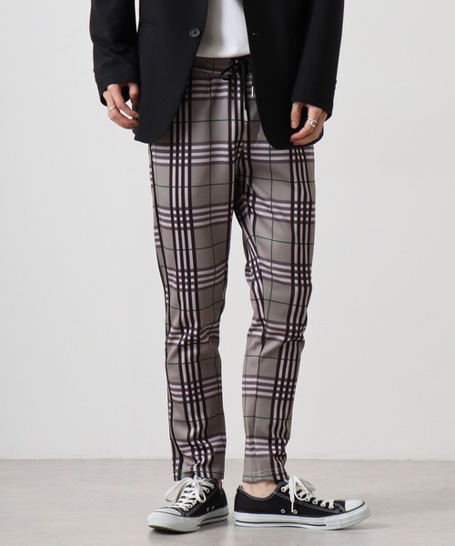 EVOLUTION スラックス Slim check sideline pants / チェック柄