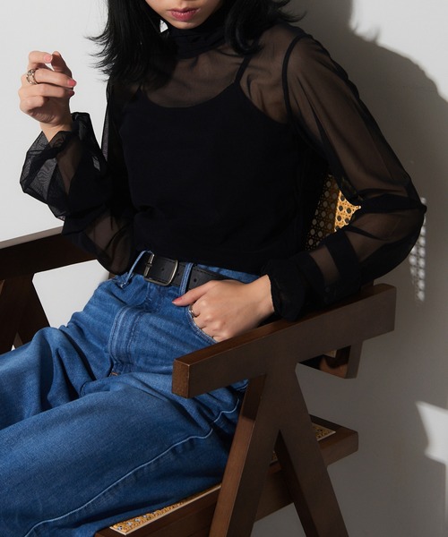 tシャツ 「SIMONE WILD」MESH BLOUSE JANE メッシュハイネック シアー