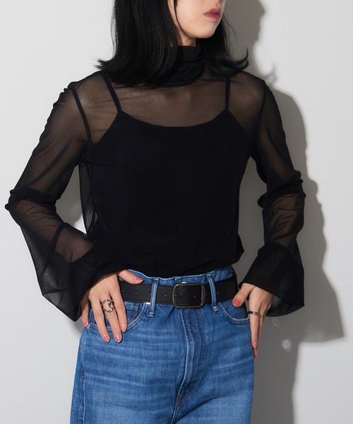 tシャツ 「SIMONE WILD」MESH BLOUSE JANE メッシュハイネック シアー